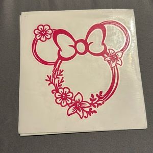 Pink Minnie decal with flowers